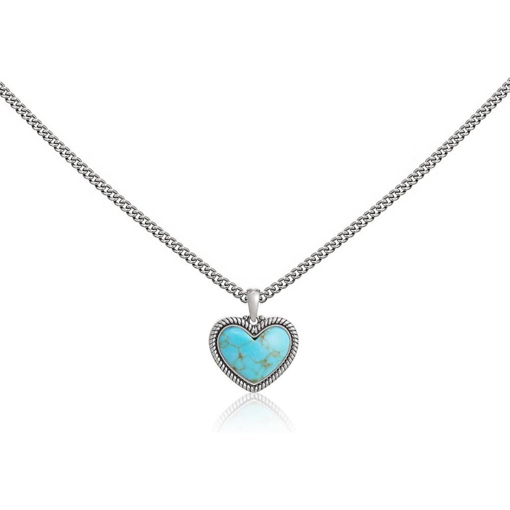 Turquoise Heart Pendant Necklace Western Cowgirl Gold